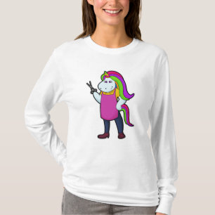 Unicorn als Hairdresser met schaar T-shirt
