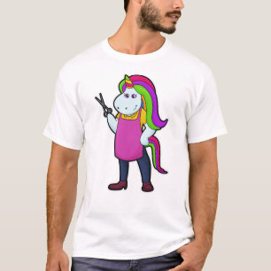 Unicorn als Hairdresser met schaar T-shirt