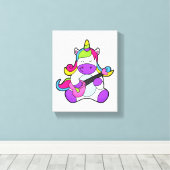 Unicorn als muzikant met gitaar canvas afdruk (Insitu (Houten vloer))
