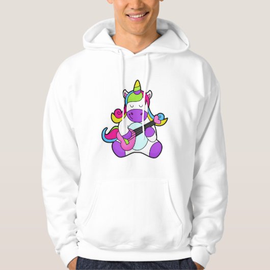 Unicorn als muzikant met gitaar hoodie (Voorkant)