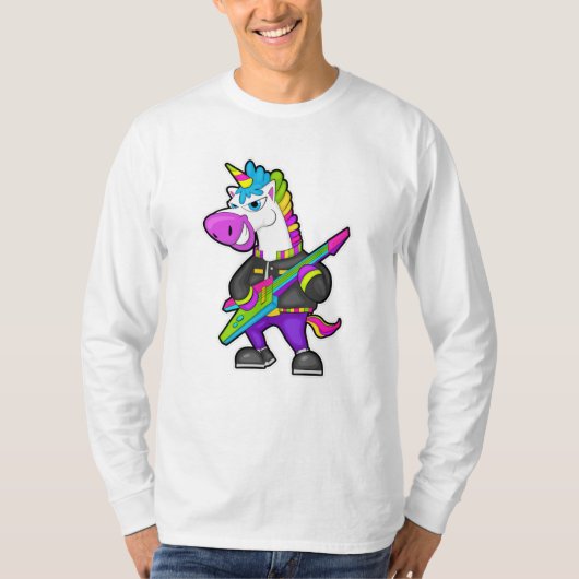 Unicorn als muzikant met gitaar t-shirt (Voorkant)