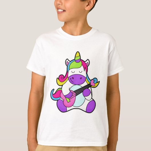 Unicorn als muzikant met gitaar t-shirt (Voorkant)
