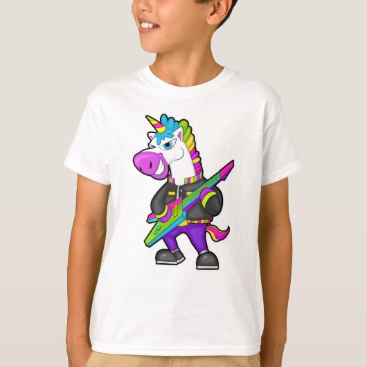 Unicorn als muzikant met gitaar t-shirt (Voorkant)