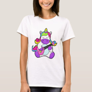 Unicorn als muzikant met gitaar t-shirt