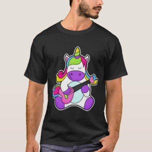 Unicorn als muzikant met gitaar t-shirt