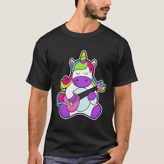 Unicorn als muzikant met gitaar t-shirt (Voorkant)