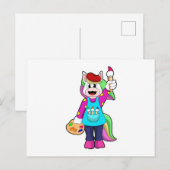 Unicorn als schilder briefkaart (Voorkant / Achterkant)