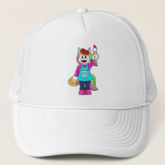 Unicorn als schilder trucker pet (Voorkant)