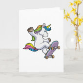 Unicorn als Skater met Skateboard Kaart (Gele Bloem)