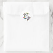 Unicorn als Skater met Skateboard Ronde Sticker (Tas)