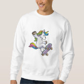 Unicorn als Skater met Skateboard Trui (Voorkant)