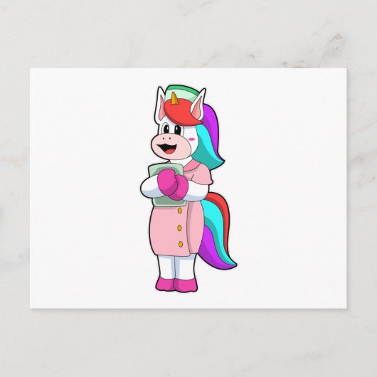 Unicorn als verpleegster briefkaart (Voorkant)