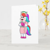 Unicorn als verpleegster kaart (Gele Bloem)