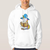 Unicorn als wizard met Boek en Pet Hoodie (Voorkant)