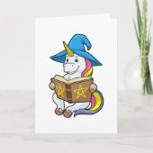 Unicorn als wizard met Boek en Pet Kaart (Voorkant)