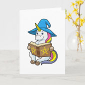 Unicorn als wizard met Boek en Pet Kaart (Gele Bloem)