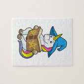 Unicorn als wizard met Boek en Pet Legpuzzel (Horizontaal)