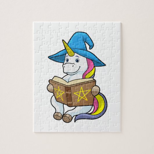 Unicorn als wizard met Boek en Pet Legpuzzel (Verticaal)