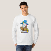 Unicorn als wizard met Boek en Pet T-shirt (Voorkant volledig)