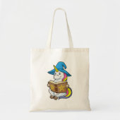 Unicorn als wizard met Boek en Pet Tote Bag (Voorkant)