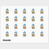Unicorn als wizard met Boek en Pet Vierkante Sticker (Vel)