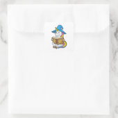 Unicorn als wizard met Boek en Pet Vierkante Sticker (Tas)