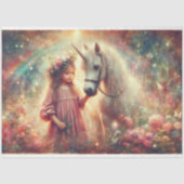 Unicorn and Child in Enchanted Woods Decoupage Tissuepapier (Voorkant)