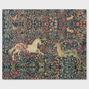 UNICORN AND DEER, FLOWERS, BOSBOUWDIEREN CADEAUPAPIER