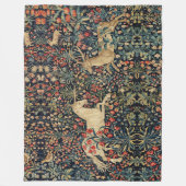 UNICORN AND DEER, FLOWERS, BOSBOUWDIEREN FLEECE DEKEN (Voorkant)