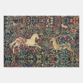 UNICORN AND DEER, FLOWERS, BOSBOUWDIEREN INPAKPAPIER VEL (Voorkant)