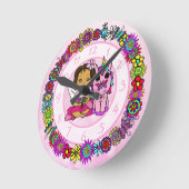 Unicorn and Fairy Whimsical Folk Art Girl's Ronde Klok (Hoek)