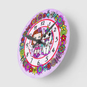 Unicorn and Fairy Whimsical Folk Art Girl's Ronde Klok (Hoek)