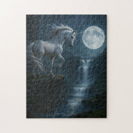 Unicorn and moonlit waterfall - stunning legpuzzel