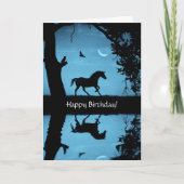 Unicorn and Owl Crescent Moon Birthday Kaart (Voorkant)