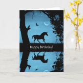 Unicorn and Owl Crescent Moon Birthday Kaart (Gele Bloem)