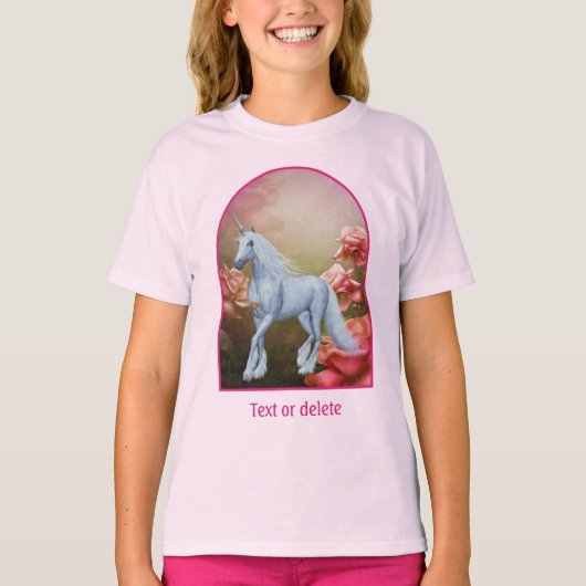 Unicorn And Roses Fantasy Horse Art  T-shirt (Voorkant)