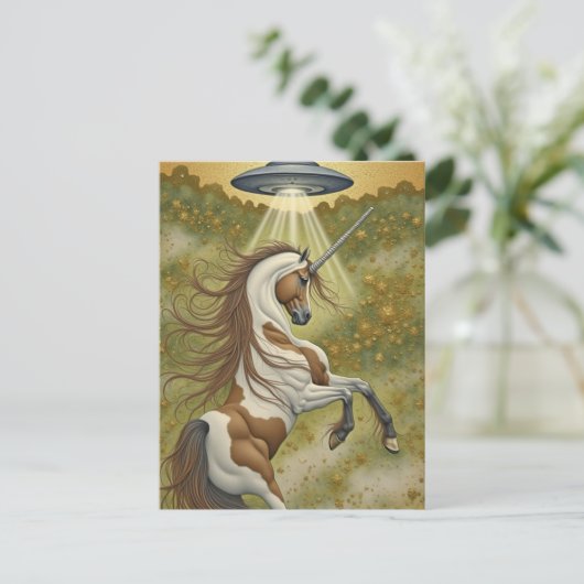 Unicorn and UFO Briefkaart (Staand voorkant)