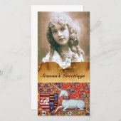 UNICORN ANTIEK BROWN FLORAL PARCHMENT MONOGRAM FEESTDAGENKAART (Voorkant / Achterkant)