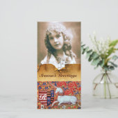 UNICORN ANTIEK BROWN FLORAL PARCHMENT MONOGRAM FEESTDAGENKAART (Staand voorkant)