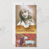 UNICORN ANTIEK BROWN FLORAL PARCHMENT MONOGRAM FEESTDAGENKAART (Voorkant)