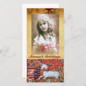 UNICORN ANTIEK BROWN PARCHMENT MONOGRAM FEESTDAGENKAART (Voorkant / Achterkant)