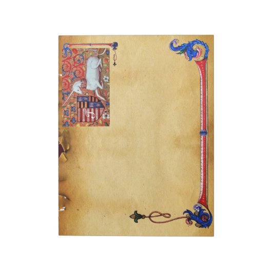 UNICORN ANTIEK BROWN PARCHMENT MONOGRAM NOTITIEBLOK (Linkerzijde)