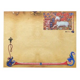 UNICORN ANTIEK BROWN PARCHMENT MONOGRAM NOTITIEBLOK