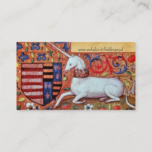 UNICORN/Antiek bruin perkament Visitekaartje (Achterkant)