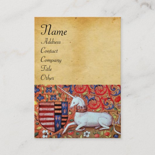 UNICORN/Antiek bruin perkament Visitekaartje (Voorkant)