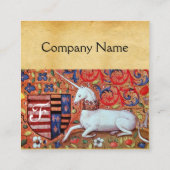 UNICORN/Antiek Floral Brown Parchment Monogram Vierkante Visitekaartje (Achterkant)