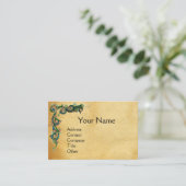 UNICORN/Antiek Floral Brown Parchment Monogram Visitekaartje (Staand voorkant)