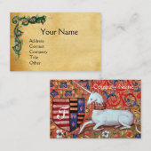 UNICORN/Antiek Floral Brown Parchment Monogram Visitekaartje (Voorkant / Achterkant)