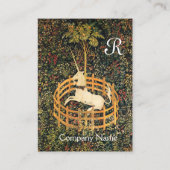 UNICORN/Antiek Floral Brown Parchment Monogram Visitekaartje (Achterkant)