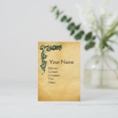 UNICORN/Antiek Floral Brown Parchment Monogram Visitekaartje (Staand voorkant)